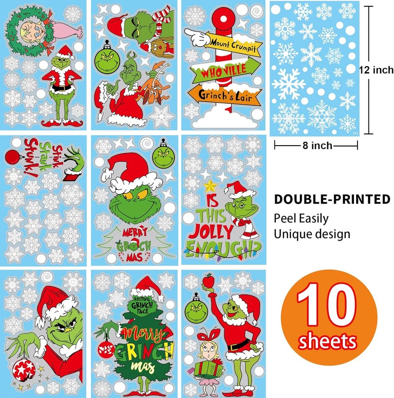 i-Beeboo Christmas Window Clings Decorations for Glass Windows Winter Stickers Snowflakes Christmas Decorations Christmas Window Stickers for Holiday Window Clings Winter Decorations 10 Sheet - Image 4
